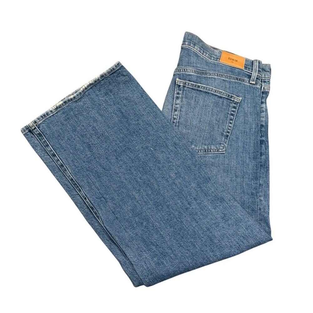 Edwin Marli Ankle Paloma Jeans Blue Size 32 Wide Leg Minimalist Casual Denim
